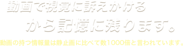 ヴィスタジャパンの動画は視覚にアピールする、だから記憶に残ります。
